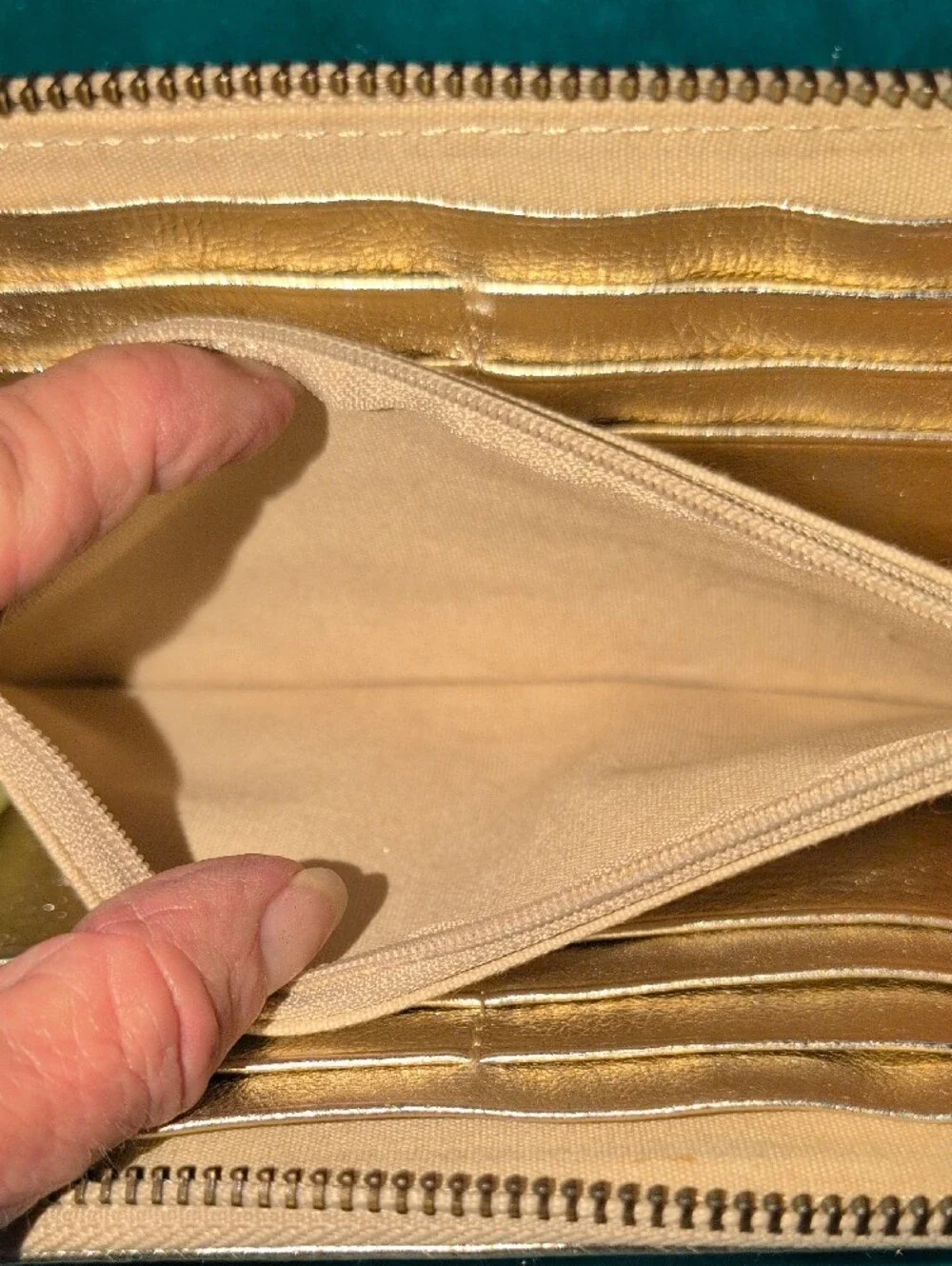 The Sak Metallic Gold Leather Zip Wallet